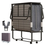 Lit pliable compact avec matelas et roulettes