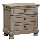 Lit traîneau 3 pièces de rangement en bois gris transitionnel, table de nuit et commode