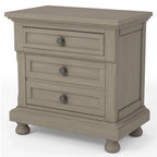 Lit traîneau 3 pièces de rangement en bois gris transitionnel, table de nuit et commode