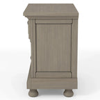Lit traîneau 3 pièces de rangement en bois gris transitionnel, table de nuit et commode
