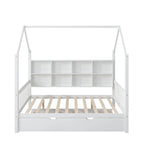 Lit cabane en bois de taille standard avec lit gigogne, lit pour enfants avec étagère