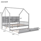 Lit cabane en bois de taille standard avec lit gigogne, lit pour enfants avec étagère