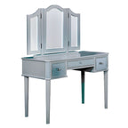 Furniture of America Doa Glam Solid Wood 3-Piece Makeup Vanity Set with Tri-fold Mirror