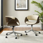Chaise de bureau réglable en bois et métal du milieu du siècle