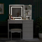 Coiffeuse de 100 cm de large avec tabouret et miroir tactile - 100 cm de large