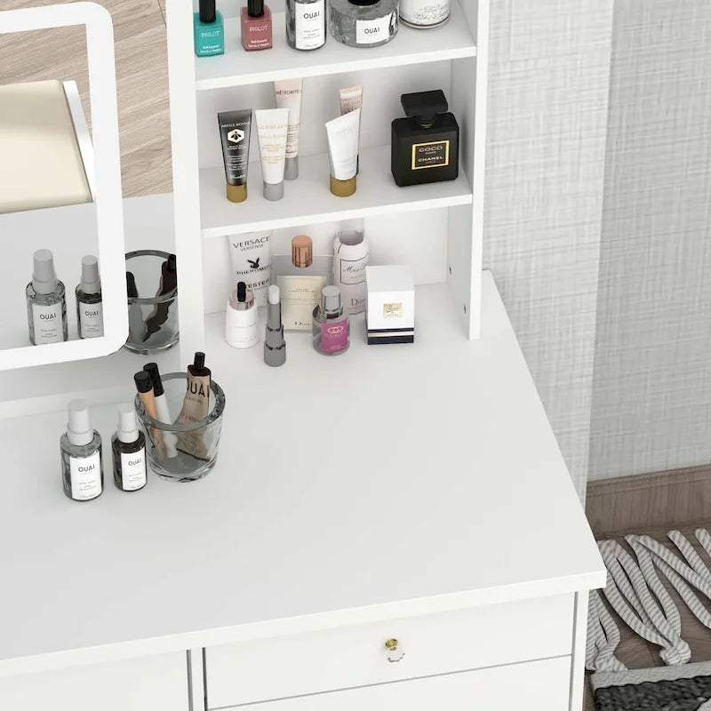 Coiffeuse de 100 cm de large avec tabouret et miroir tactile - 100 cm de large