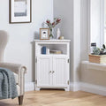Meuble d'angle de rangement sans fioritures, Armoire d'angle de salle de bain avec portes et étagères - Blanc
