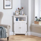 Meuble d'angle de rangement sans fioritures, Armoire d'angle de salle de bain avec portes et étagères - Blanc