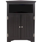 Meuble d'angle de rangement sans fioritures, Armoire d'angle de salle de bain avec portes et étagères - Blanc