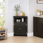 Meuble d'angle de rangement sans fioritures, Armoire d'angle de salle de bain avec portes et étagères - Blanc