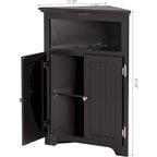 Meuble d'angle de rangement sans fioritures, Armoire d'angle de salle de bain avec portes et étagères - Blanc