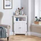 Meuble d'angle de rangement sans fioritures, Armoire d'angle de salle de bain avec portes et étagères - Blanc
