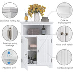Meuble d'angle de rangement sans fioritures, Armoire d'angle de salle de bain avec portes et étagères - Blanc
