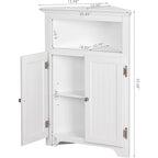Meuble d'angle de rangement sans fioritures, Armoire d'angle de salle de bain avec portes et étagères - Blanc
