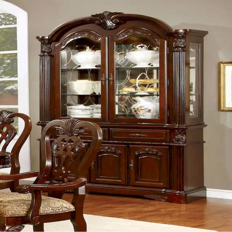 Dining Room Hutch and Buffet in Brown Cherry Finish