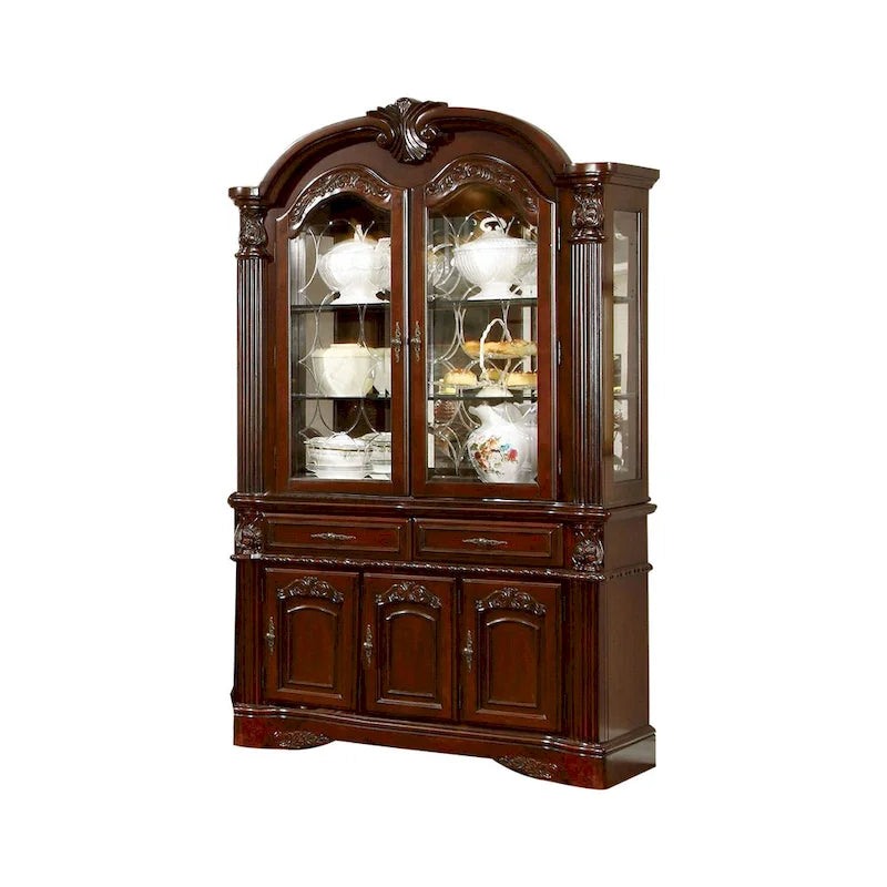 Vaisselier et buffet de salle à manger au fini cerisier brun