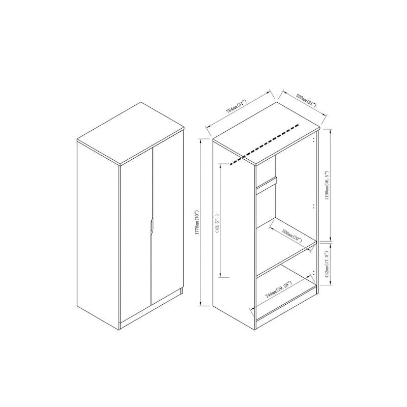 Armoire-penderie moderne à 2 portes