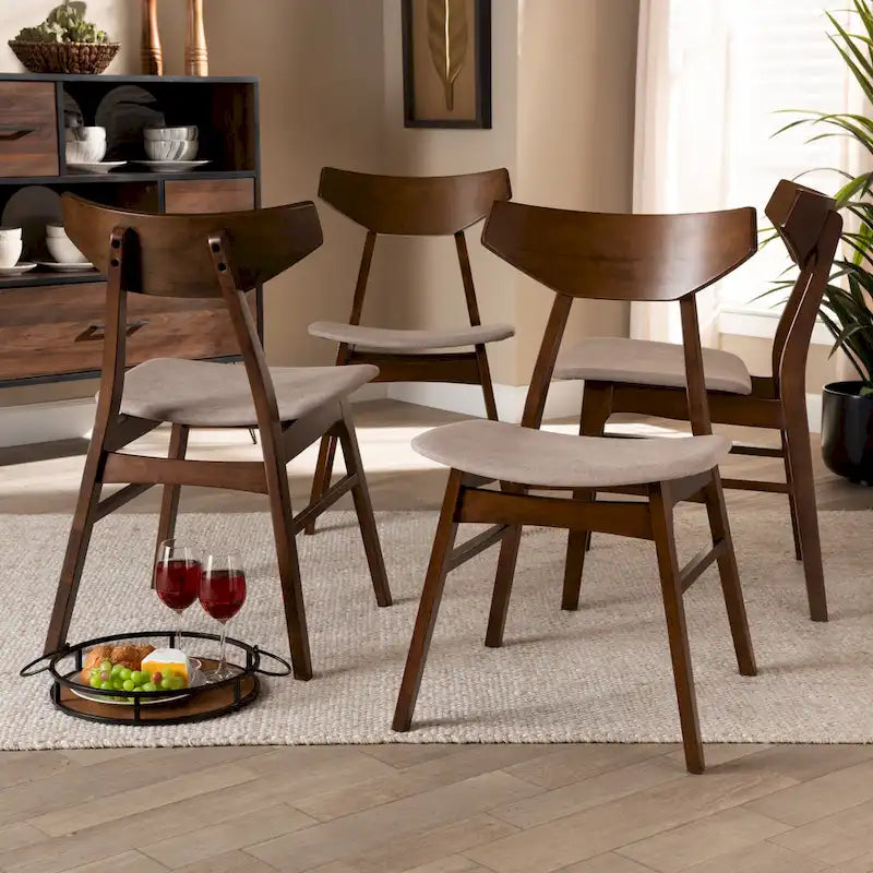 Ensemble de 4 chaises de salle à manger transitionnelles modernes du milieu du siècle
