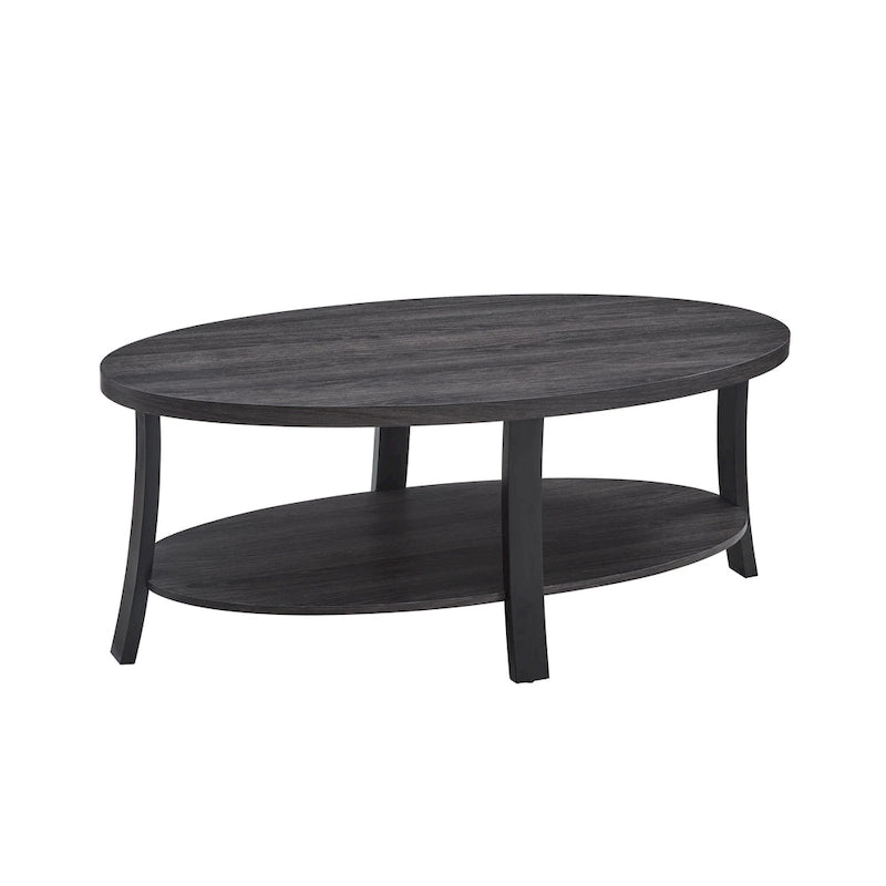 Table basse 3 pièces ovale en bois contemporain