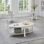 Table basse 3 pièces ovale en bois contemporain