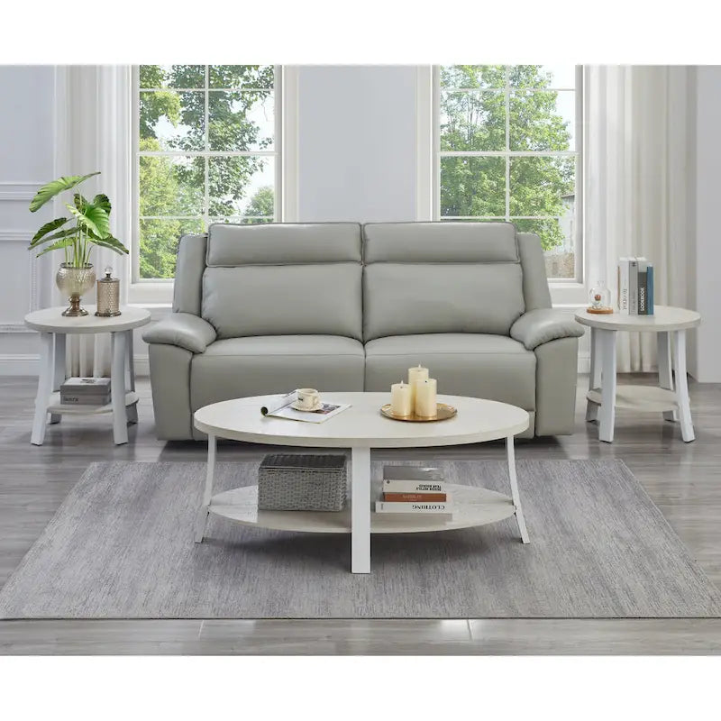 Table basse 3 pièces ovale en bois contemporain