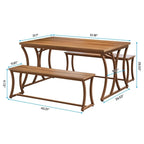 51 Table et banc de salle à manger marron, style ferme