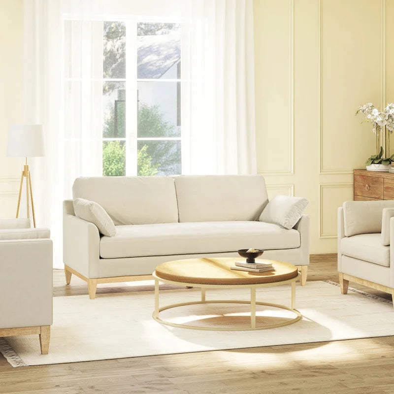 Canapé à dossier lâche Velvet Modern Farmhouse de 75,5 po