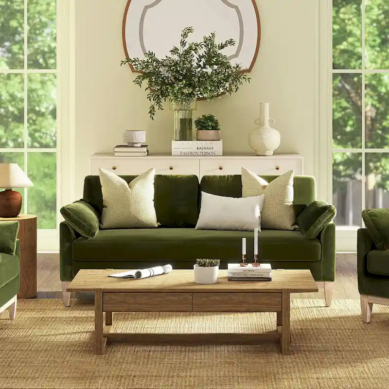 Canapé à dossier lâche Velvet Modern Farmhouse de 75,5 po