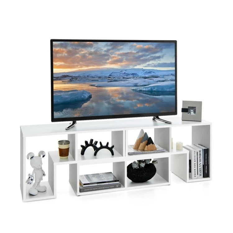 Meuble TV console, centre de divertissement 3 pièces pour téléviseurs jusqu'à 65 pouces avec étagères de bibliothèque - 26,5 x 12 x 17 (L x l x H)