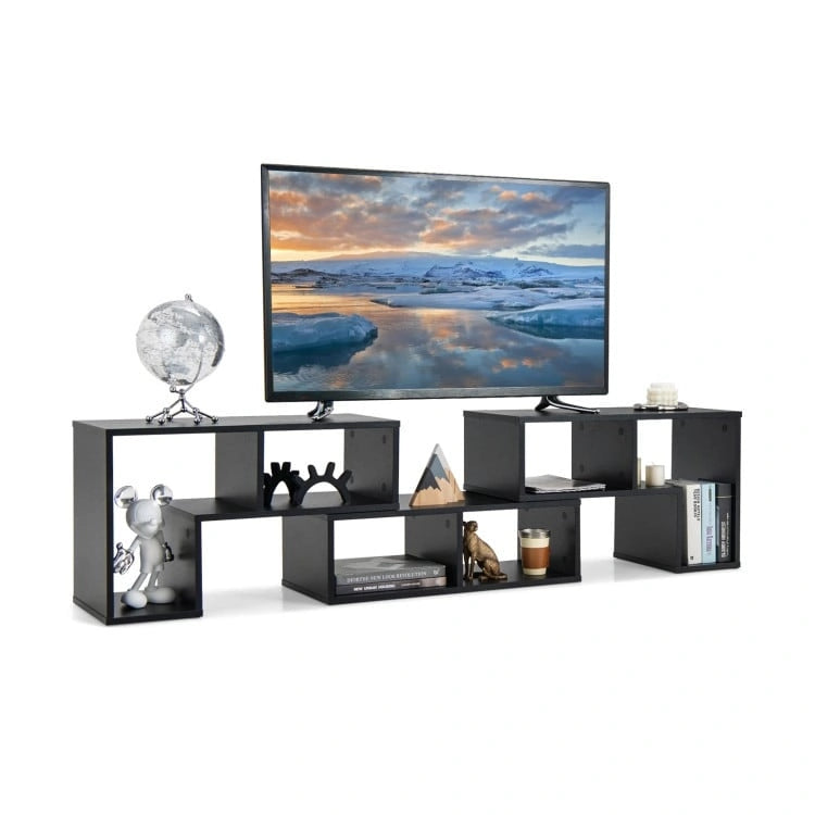 Meuble TV console, centre de divertissement 3 pièces pour téléviseurs jusqu'à 65 pouces avec étagères de bibliothèque - 26,5 x 12 x 17 (L x l x H)