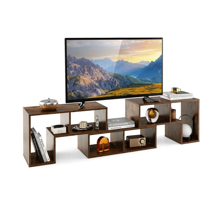 Meuble TV console, centre de divertissement 3 pièces pour téléviseurs jusqu'à 65 pouces avec étagères de bibliothèque - 26,5 x 12 x 17 (L x l x H)