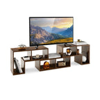 Meuble TV console, centre de divertissement 3 pièces pour téléviseurs jusqu'à 65 pouces avec étagères de bibliothèque - 26,5 x 12 x 17 (L x l x H)