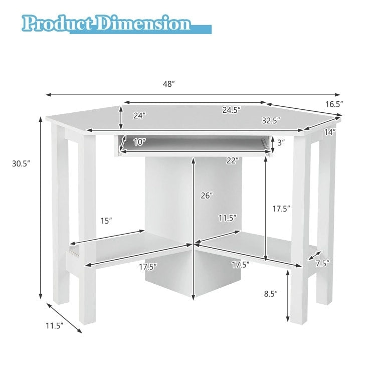 Meuble TV console, centre de divertissement 3 pièces pour téléviseurs jusqu'à 65 pouces avec étagères de bibliothèque - 26,5 x 12 x 17 (L x l x H)