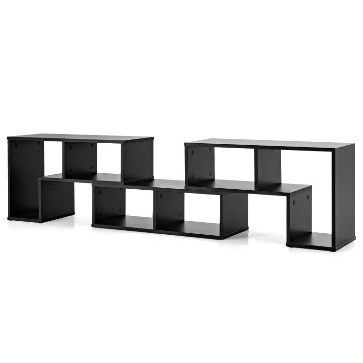 Meuble TV console, centre de divertissement 3 pièces pour téléviseurs jusqu'à 65 pouces avec étagères de bibliothèque - 26,5 x 12 x 17 (L x l x H)