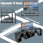 Meuble TV console, centre de divertissement 3 pièces pour téléviseurs jusqu'à 65 pouces avec étagères de bibliothèque - 26,5 x 12 x 17 (L x l x H)