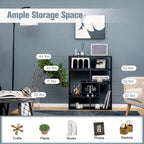 Meuble TV console, centre de divertissement 3 pièces pour téléviseurs jusqu'à 65 pouces avec étagères de bibliothèque - 26,5 x 12 x 17 (L x l x H)