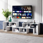 Meuble TV console, centre de divertissement 3 pièces pour téléviseurs jusqu'à 65 pouces avec étagères de bibliothèque - 26,5 x 12 x 17 (L x l x H)