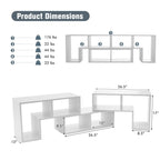 Meuble TV console, centre de divertissement 3 pièces pour téléviseurs jusqu'à 65 pouces avec étagères de bibliothèque - 26,5 x 12 x 17 (L x l x H)