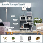 Meuble TV console, centre de divertissement 3 pièces pour téléviseurs jusqu'à 65 pouces avec étagères de bibliothèque - 26,5 x 12 x 17 (L x l x H)