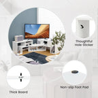 Meuble TV console, centre de divertissement 3 pièces pour téléviseurs jusqu'à 65 pouces avec étagères de bibliothèque - 26,5 x 12 x 17 (L x l x H)
