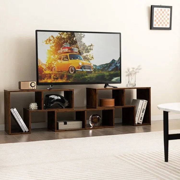 Meuble TV console, centre de divertissement 3 pièces pour téléviseurs jusqu'à 65 pouces avec étagères de bibliothèque - 26,5 x 12 x 17 (L x l x H)