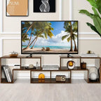 Meuble TV console, centre de divertissement 3 pièces pour téléviseurs jusqu'à 65 pouces avec étagères de bibliothèque - 26,5 x 12 x 17 (L x l x H)