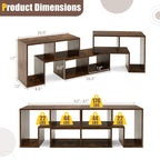 Meuble TV console, centre de divertissement 3 pièces pour téléviseurs jusqu'à 65 pouces avec étagères de bibliothèque - 26,5 x 12 x 17 (L x l x H)