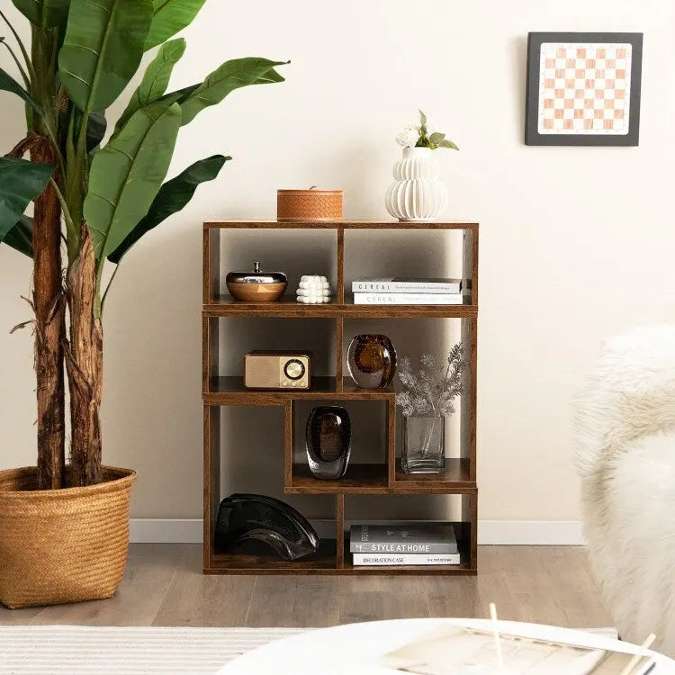 Meuble TV console, centre de divertissement 3 pièces pour téléviseurs jusqu'à 65 pouces avec étagères de bibliothèque - 26,5 x 12 x 17 (L x l x H)