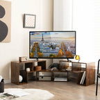 Meuble TV console, centre de divertissement 3 pièces pour téléviseurs jusqu'à 65 pouces avec étagères de bibliothèque - 26,5 x 12 x 17 (L x l x H)