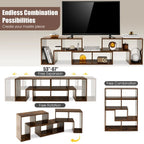 Meuble TV console, centre de divertissement 3 pièces pour téléviseurs jusqu'à 65 pouces avec étagères de bibliothèque - 26,5 x 12 x 17 (L x l x H)