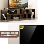 Meuble TV console, centre de divertissement 3 pièces pour téléviseurs jusqu'à 65 pouces avec étagères de bibliothèque - 26,5 x 12 x 17 (L x l x H)