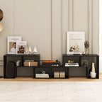 Meuble TV console, centre de divertissement 3 pièces pour téléviseurs jusqu'à 65 pouces avec étagères de bibliothèque - 26,5 x 12 x 17 (L x l x H)