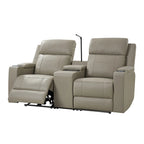 Fauteuil de cinéma maison en cuir véritable de 71,26 po de large avec éclairage d'ambiance et rangement