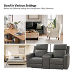 Fauteuil de cinéma maison en cuir véritable de 71,26 po de large avec éclairage d'ambiance et rangement
